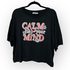 Rose + Vine Black Calm Your Mind Cropped Tee XL